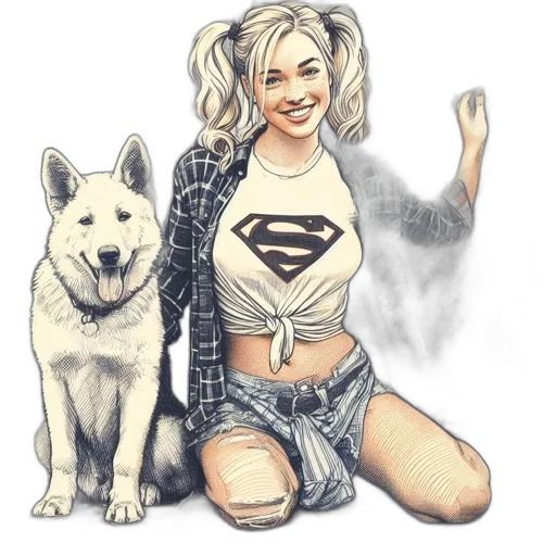 animal, comic book art, cartoon, fantasy art, concept art, young, woman, blonde transparent PNG cut-out