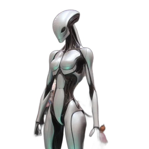 robot, dress, jewelry, concept art, 3d render, cyberpunk, vaporwave, outer space transparent PNG cut-out