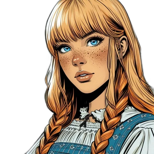 comic book art, fantasy art, concept art, cartoon, blue, portrait, young, woman transparent PNG cut-out