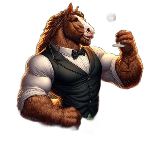 staff, animal, fantasy art, concept art, pixel art, photorealistic, anthropomorphic, horse transparent PNG cut-out