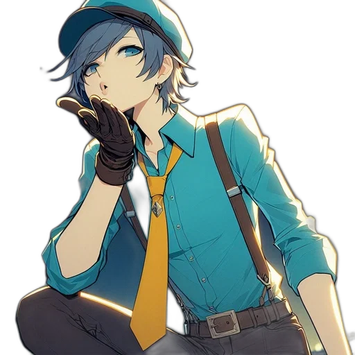 staff, hat, weapon, anime, cartoon, concept art, pixel art, blue transparent PNG cut-out