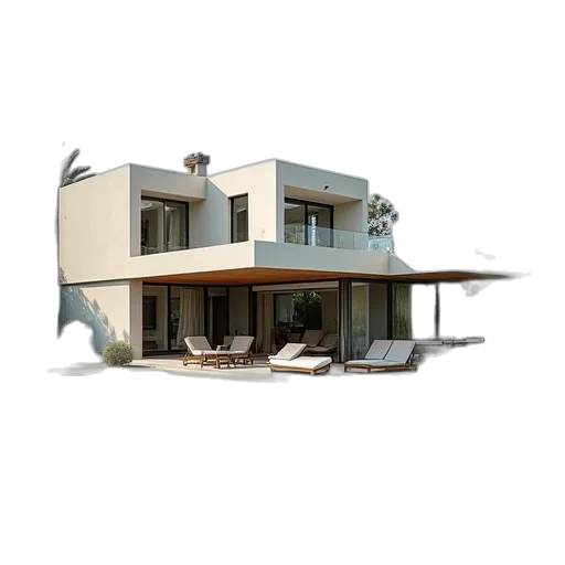 building, 3d render, photorealistic, concept art, pixel art, earth tones, elegant, villa transparent PNG cut-out