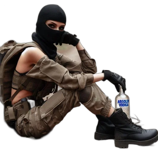 jacket, weapon, shoes, bottle, cyberpunk, vaporwave, concept art, photorealistic transparent PNG cut-out