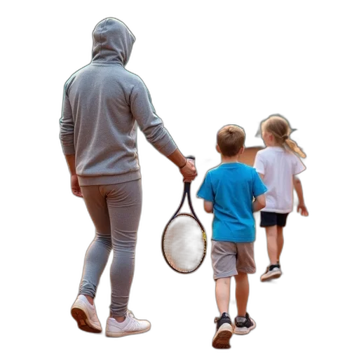 umbrella, hat, mask, group, children, adults, playing, tennis transparent PNG cut-out