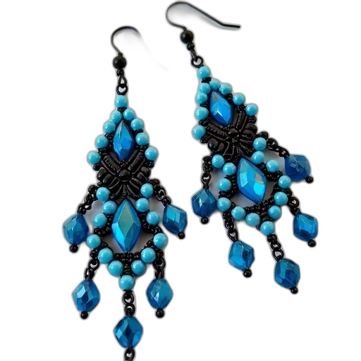jewelry, blue, pair, handcrafted, earrings, glass, beads, black transparent PNG cut-out