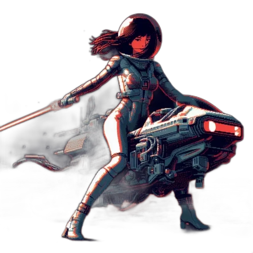 weapon, robot, sword, staff, concept art, cyberpunk, fantasy art, comic book art transparent PNG cut-out
