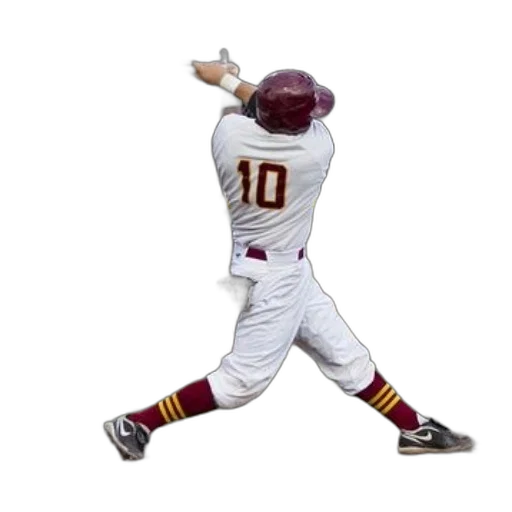 baseball, player, white, uniform, red, accents, swings, ball transparent PNG cut-out