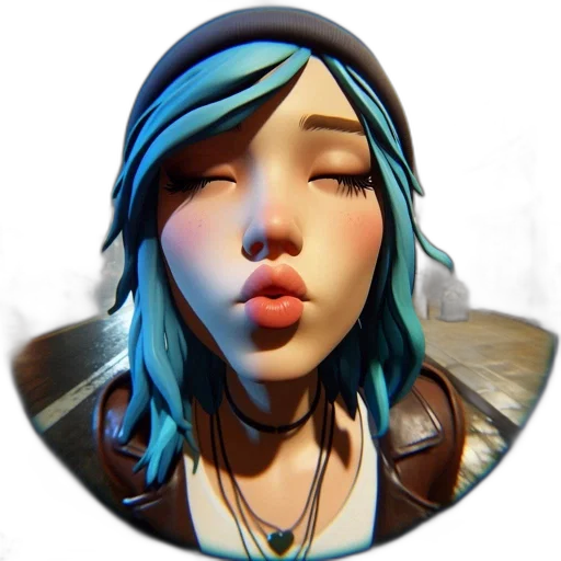 face, concept art, fantasy art, photorealistic, 3d render, blue, anime-style, woman transparent PNG cut-out