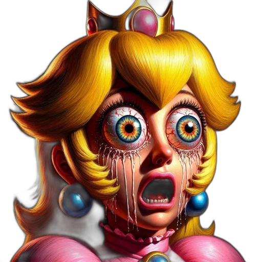 face, mask, concept art, 3d render, pixel art, comic book art, princess, peach transparent PNG cut-out