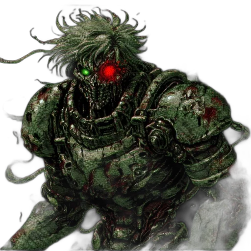 mask, creature, robot, concept art, comic book art, fantasy art, cyberpunk, green transparent PNG cut-out