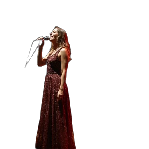 dress, photorealistic, concept art, pixel art, cartoon, woman, singing, another transparent PNG cut-out