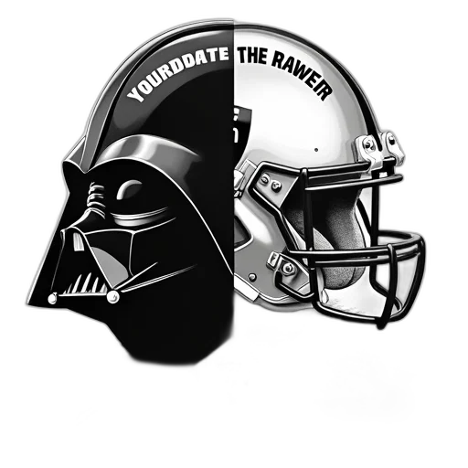 cartoon, black, white, poster, featuring, stylized, image, darth transparent PNG cut-out