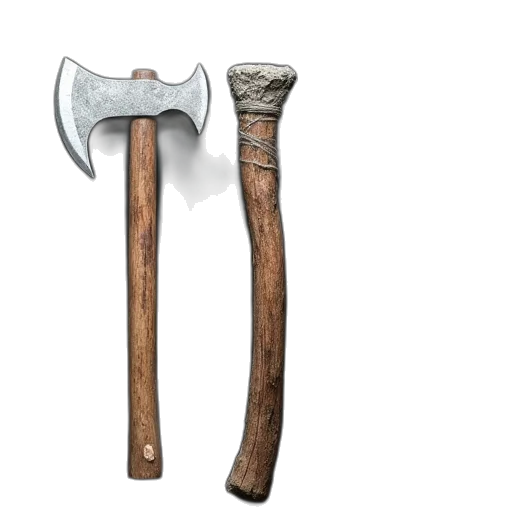 weapon, sword, staff, jewelry, 3d render, concept art, two, axes transparent PNG cut-out