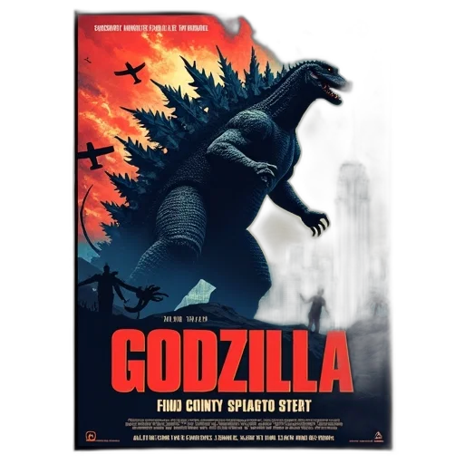 concept art, fire, second, image, movie, poster, film, godzilla transparent PNG cut-out