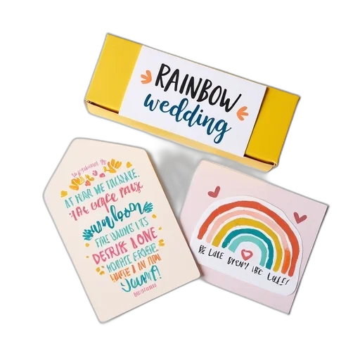 umbrella, colorful, set, rainbow-themed, wedding, stationery, items, including transparent PNG cut-out