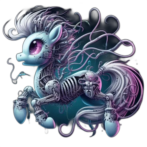 dragon, creature, hair, animal, fantasy art, concept art, comic book art, vaporwave transparent PNG cut-out