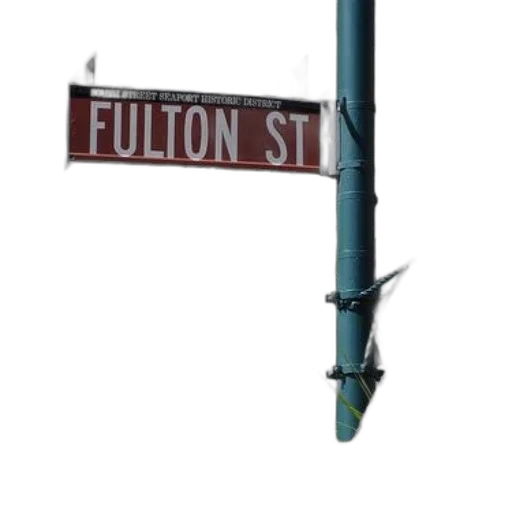 furniture, building, 3d render, photorealistic, city street, street, signs, fulton transparent PNG cut-out