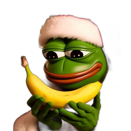 food, animal, photorealistic, 3d render, frog, santa, suit, holds transparent PNG cut-out