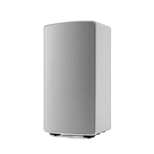 robot, 3d render, white, speaker, mesh, grille, displayed, against transparent PNG cut-out