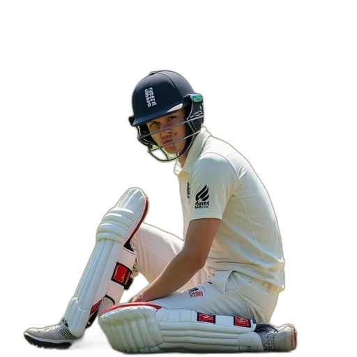 england, wicket, man, alex, livingstone, sits, field, his transparent PNG cut-out
