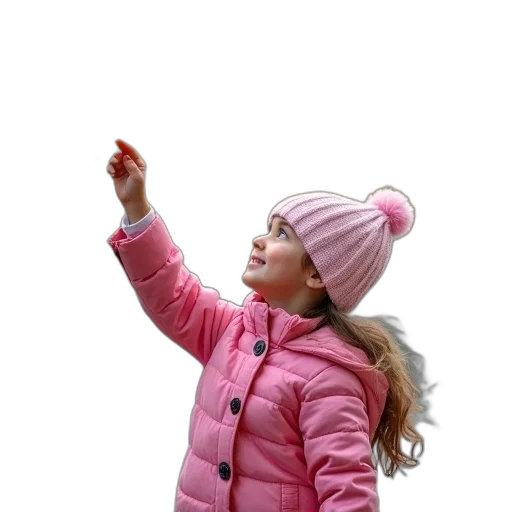 hat, staff, jacket, photorealistic, 3d render, snow, young, girl transparent PNG cut-out