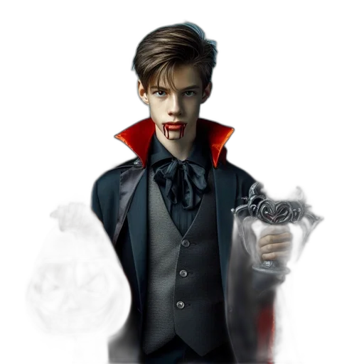 jacket, concept art, comic book art, fantasy art, pixel art, red, dark, young transparent PNG cut-out