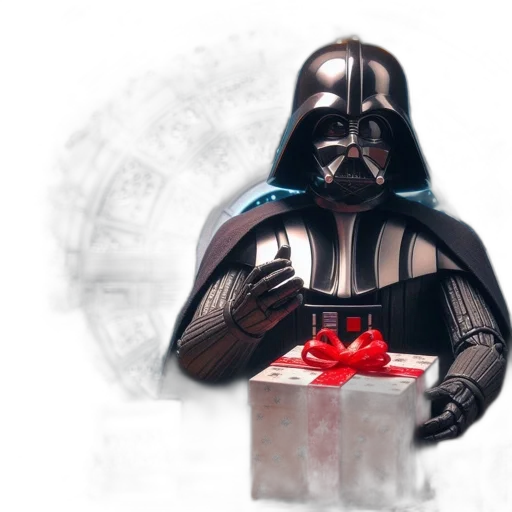 3d render, darth, vader, celebrates, christmas, room, space, view transparent PNG cut-out