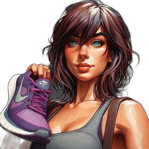 shoes, face, comic book art, concept art, pixel art, photorealistic, pastel, colorful transparent PNG cut-out