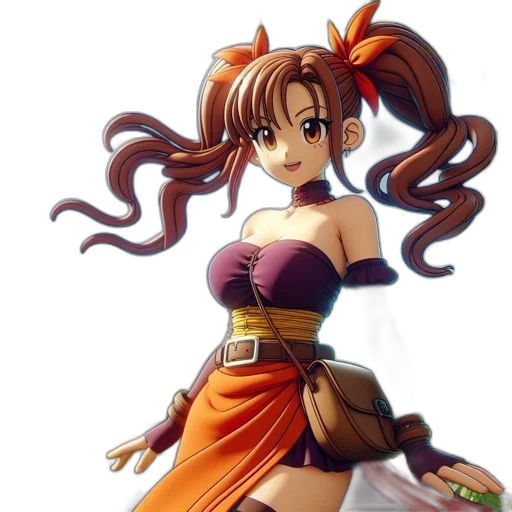 dress, staff, anime, fantasy art, concept art, 3d render, animated, female transparent PNG cut-out