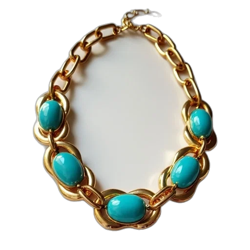 jewelry, crown, blue, gold, chain, statement, necklace, turquoise transparent PNG cut-out