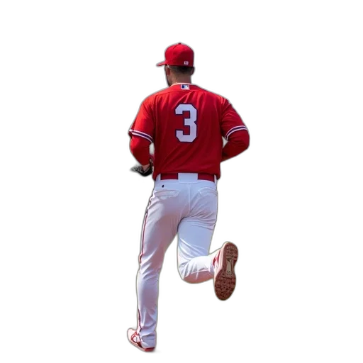 animal, baseball, player, red, jersey, number, running, field transparent PNG cut-out