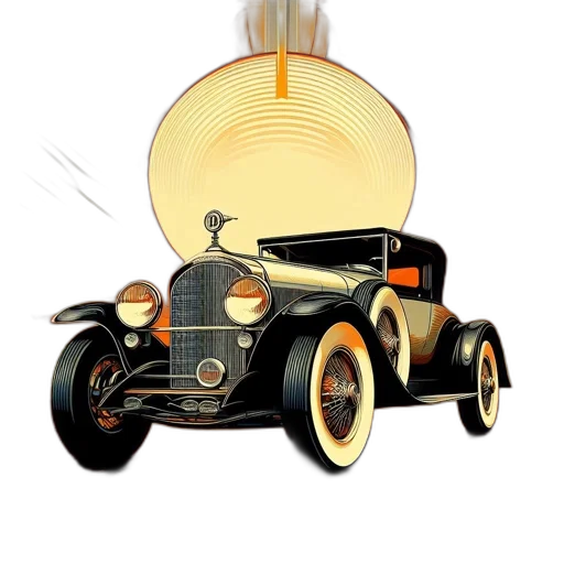 car, concept art, photorealistic, fire, antique, automobile, early, 20th transparent PNG cut-out