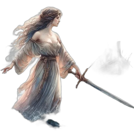 sword, staff, weapon, dress, fantasy art, concept art, watercolor, pixel art transparent PNG cut-out