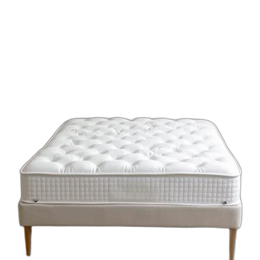 furniture, 3d render, white, mattress, tufted, design, top, placed transparent PNG cut-out