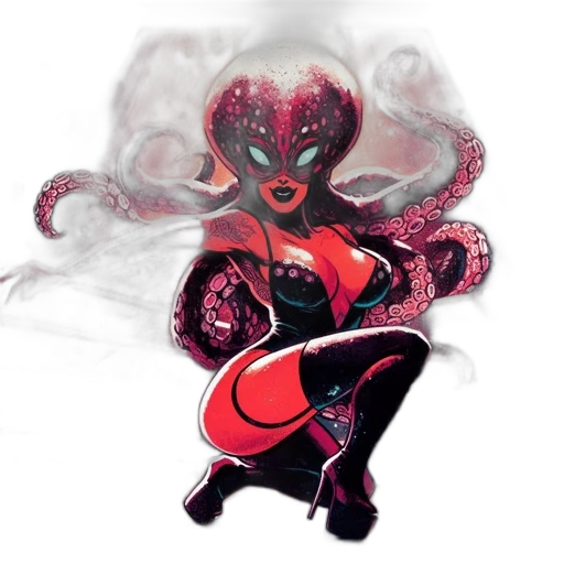 mask, concept art, fantasy art, 3d render, comic book art, red, unusual, creature transparent PNG cut-out