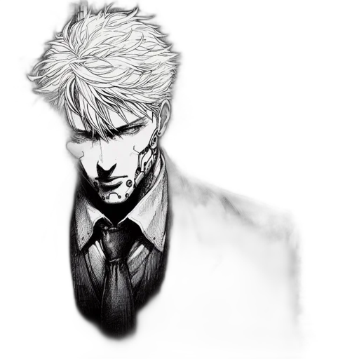 face, mask, staff, comic book art, concept art, pixel art, anime, monochrome transparent PNG cut-out