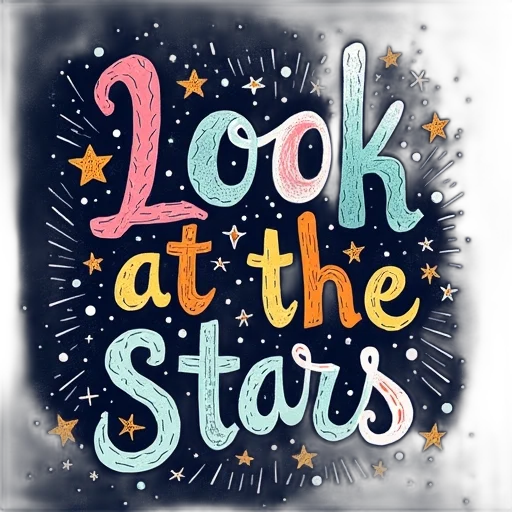 watercolor, cartoon, outer space, colorful, hand, lettered, lyrics, poster transparent PNG cut-out