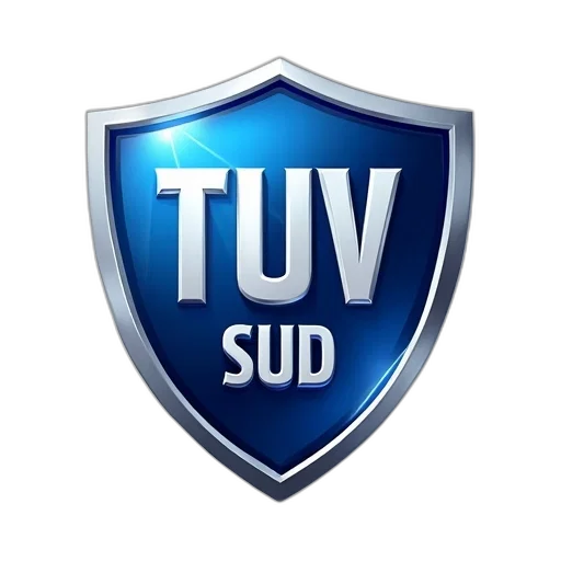 3d render, stylized, blue, silver, shield, word, tuv, white transparent PNG cut-out