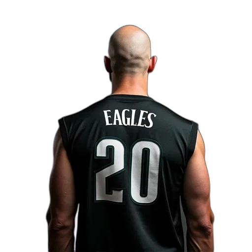 3d render, photorealistic, man, bald, head, wearing, black, jersey transparent PNG cut-out
