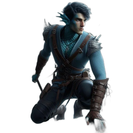 dragon, staff, sword, concept art, fantasy art, 3d render, photorealistic, blue transparent PNG cut-out