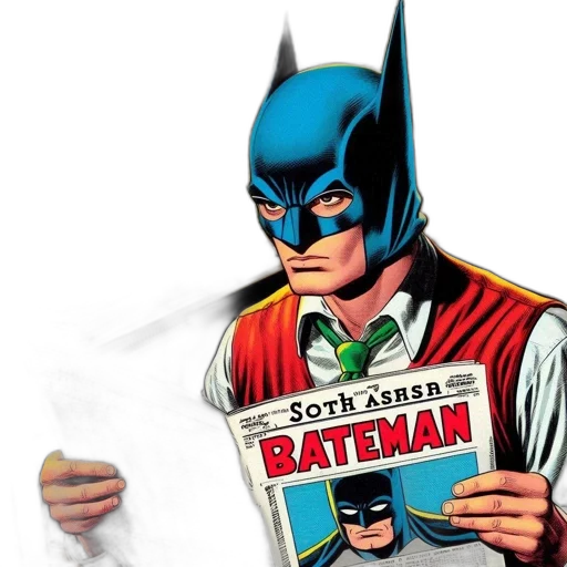 comic book art, concept art, batman, dressed, his, blue, black, costume transparent PNG cut-out