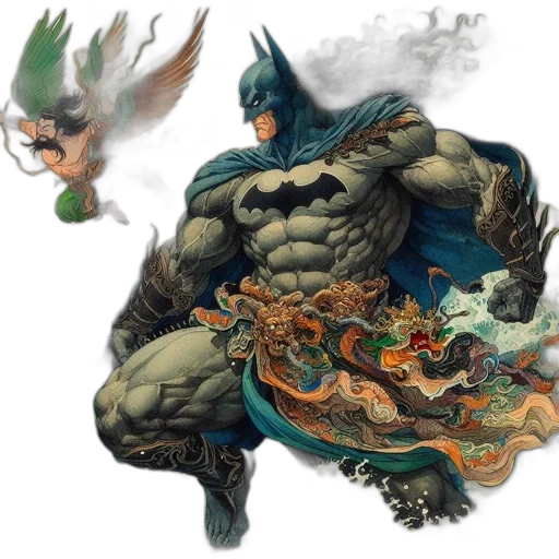 concept art, comic book art, fantasy art, green, earth tones, batman, powerful, stance transparent PNG cut-out