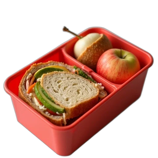 food, 3d render, back, side, bento, lunchbox, has, sandwich transparent PNG cut-out