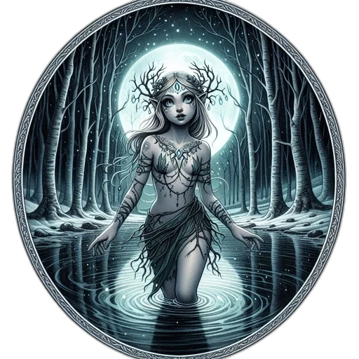 fantasy art, comic book art, concept art, pixel art, underwater, forest, night, fog transparent PNG cut-out