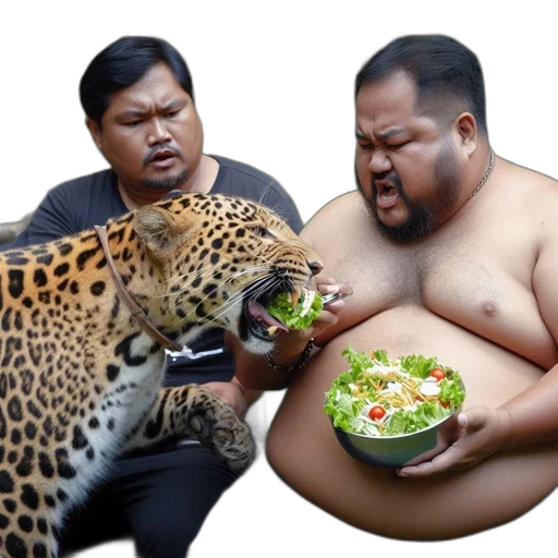 food, animal, creature, concept art, photorealistic, two, men, sit transparent PNG cut-out