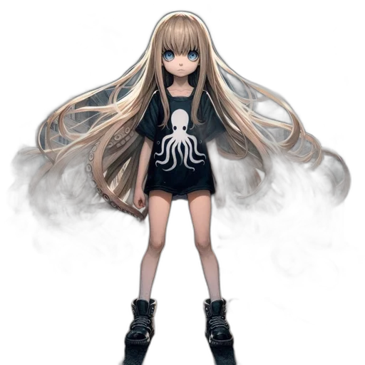 hair, dress, creature, staff, concept art, anime, pixel art, fantasy art transparent PNG cut-out
