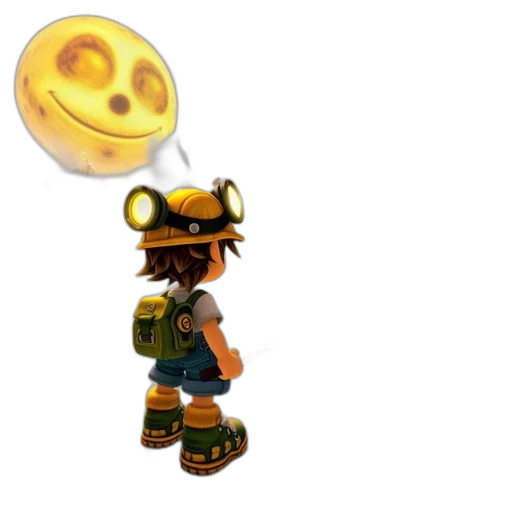 mask, hat, staff, weapon, concept art, 3d render, pixel art, golden transparent PNG cut-out