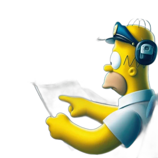 staff, concept art, cartoon, 3d render, comic book art, simpsons, homer, simpson transparent PNG cut-out
