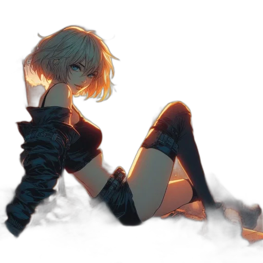 dress, weapon, sword, robot, concept art, cyberpunk, watercolor, anime transparent PNG cut-out