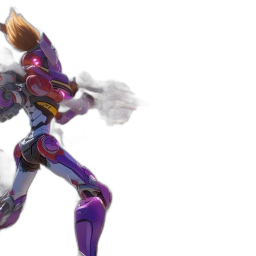 robot, weapon, concept art, 3d render, video, game, character, purple transparent PNG cut-out